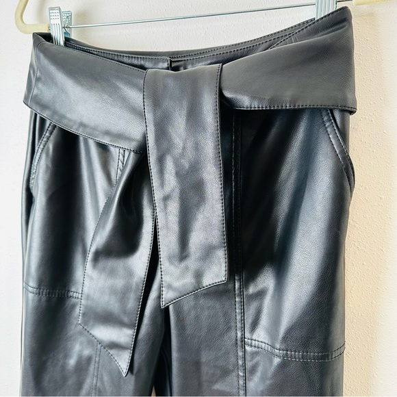JONATHAN SIMKHAI TESSA VEGAN Leather Tie High Waisted Pant in Black - Picture 11 of 16
